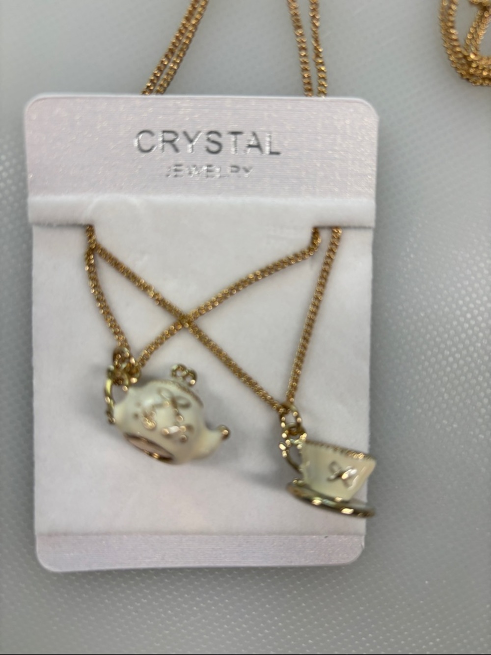 Gold & Cream Teapot and Teacup Necklace Duo - Picture 3 of 7